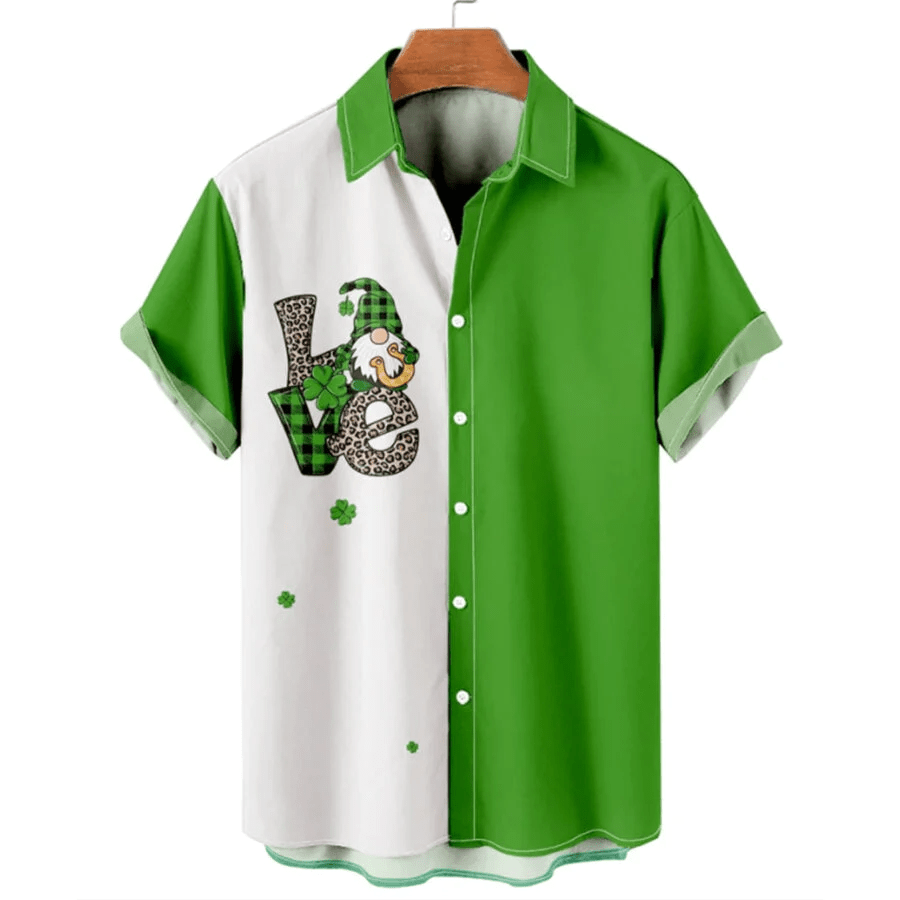 Happy Patrick’s Day Gnome Truck Trendy Hawaiian Shirt, St. Patrick’s Day 3D Shirt, Shamrock Trendy Hawaiian Shirt
