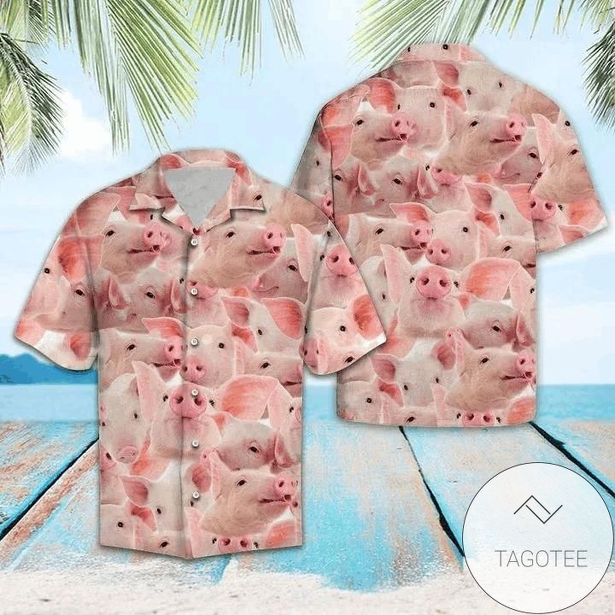 Happy Pigs Farmer Hawaiian Shirt Exclusively Designed Unique Style
