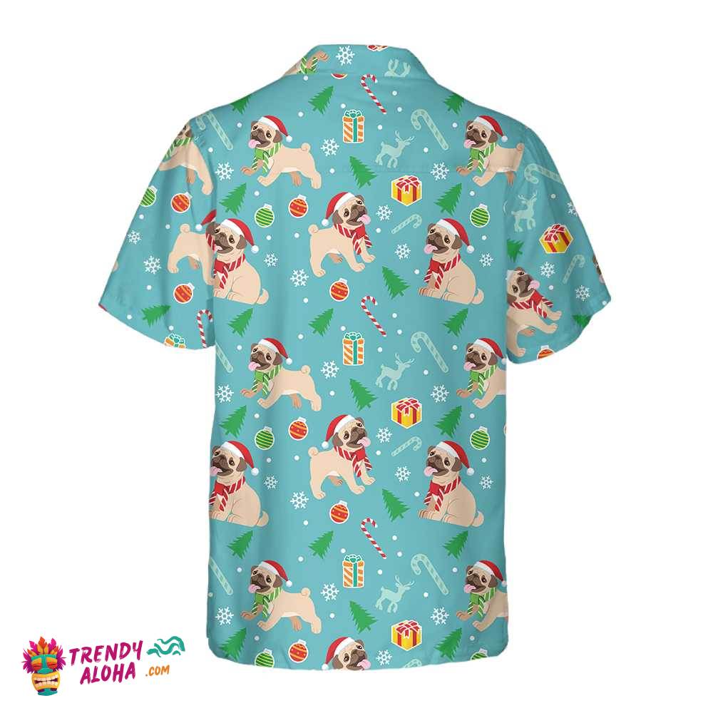 Happy Pug Dog Christmas Hawaiian Shirt, Funny Pug Christmas Shirt