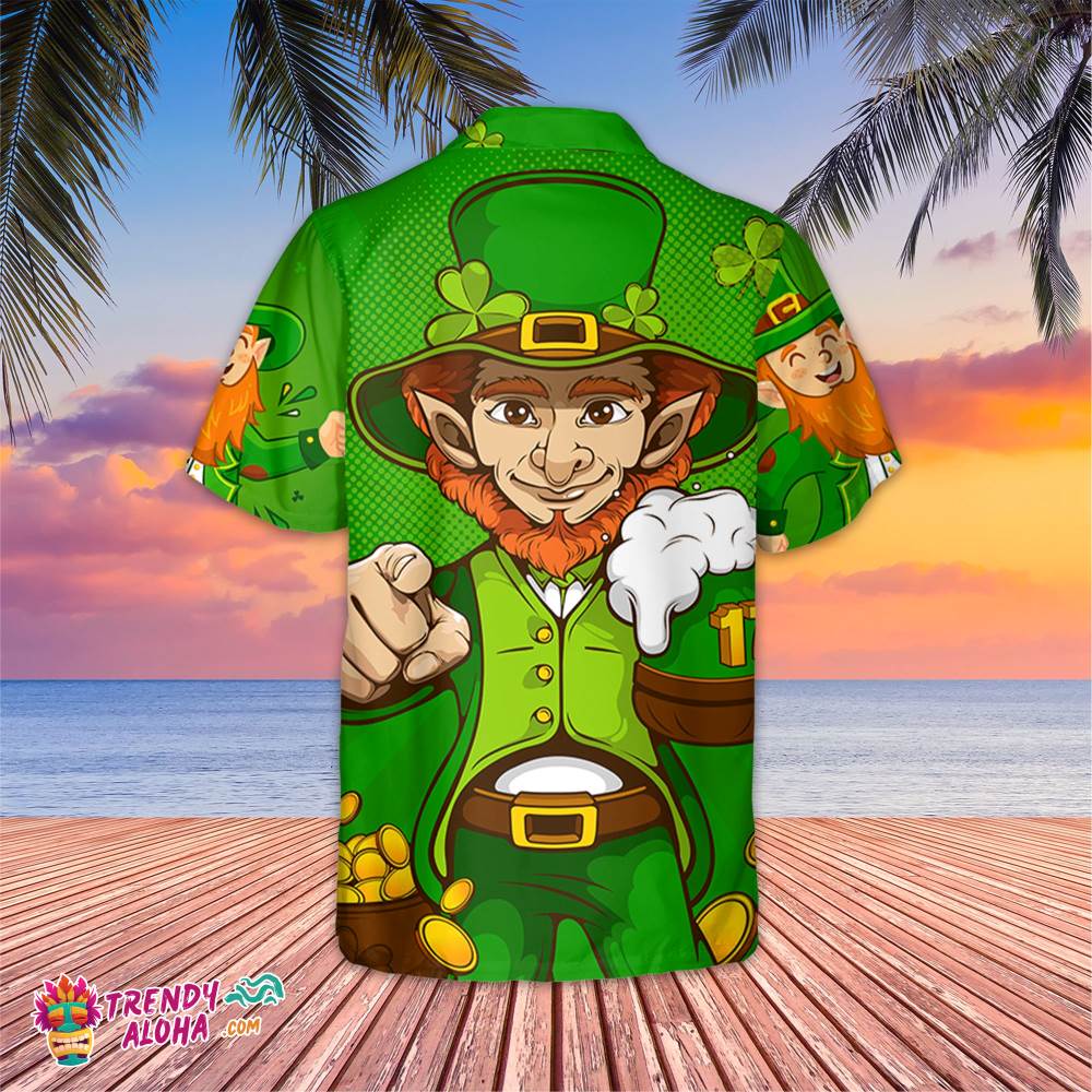 Happy St Patrick Day 17 Gold Hawaiian Shirt, St. Paddy’s Holiday, Aloha Beach Shirt Hawaii Shirt, Irish Shamrock Hawaiian Shirt