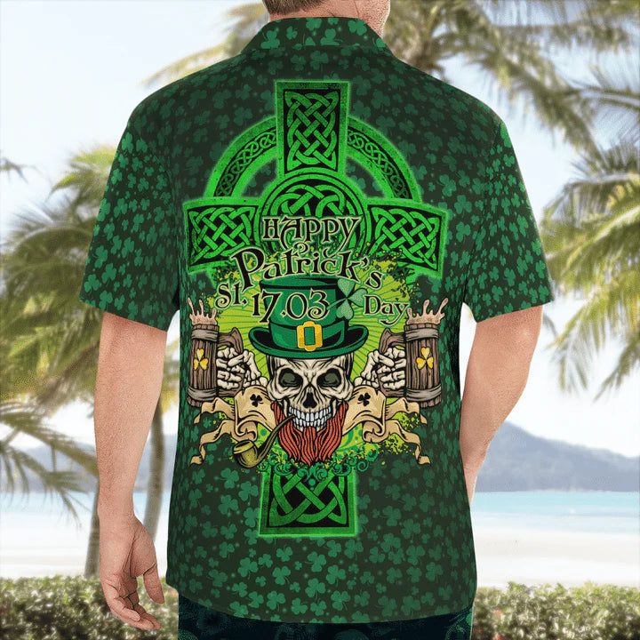 Happy St. Patrick’s Day Cool Skull And Beer Hawaii Shirt – Gift For Irish