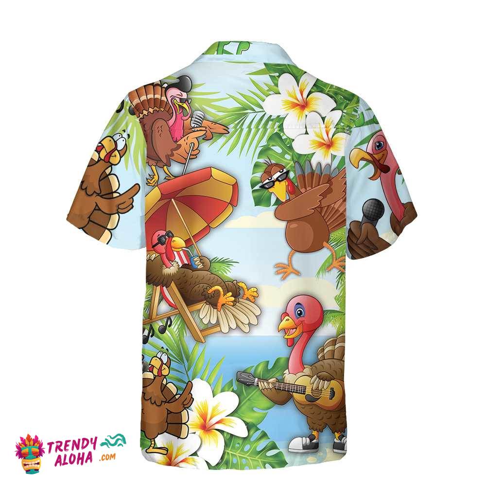 Happy Thanksgiving Turkeys At The Beach Thanksgiving Hawaiian Shirt