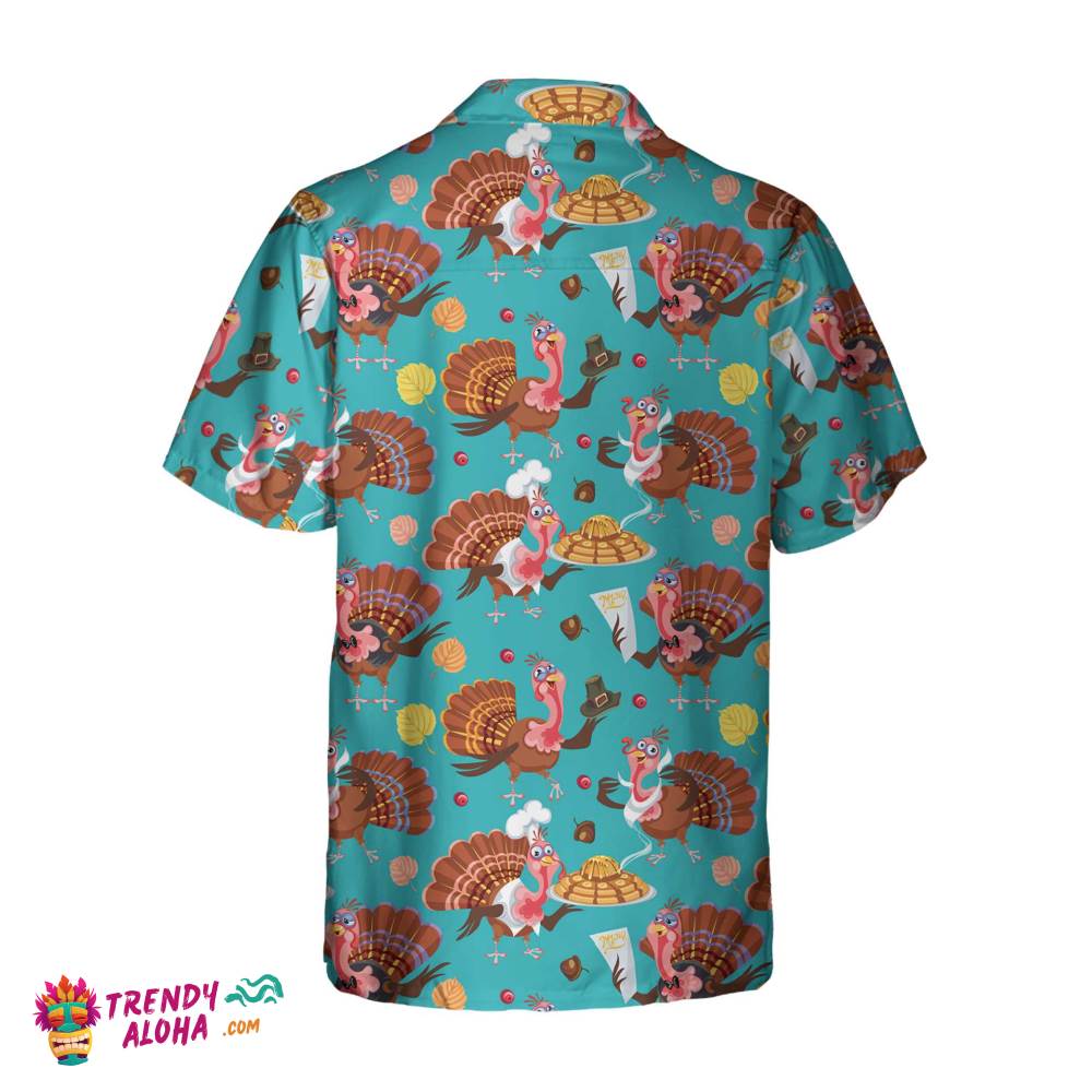 Happy Thanksgiving Turkeys Chef Thanksgiving Hawaiian Shirt, Funny Turkey Shirt For Thanksgiving Day