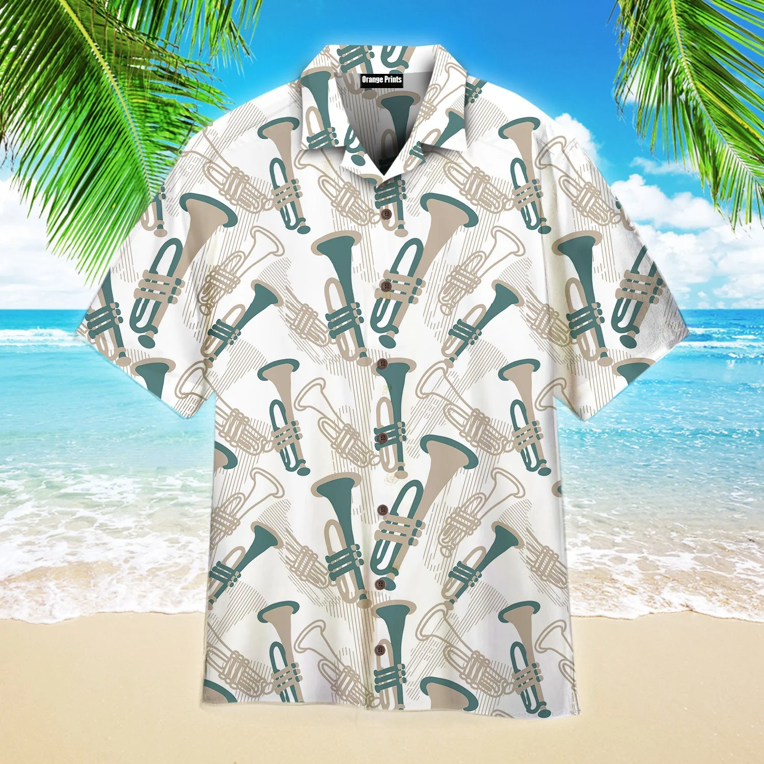 Happy Trumpet Musical Performance Pattern Trendy Hawaiian Shirt For Aloha Shirt