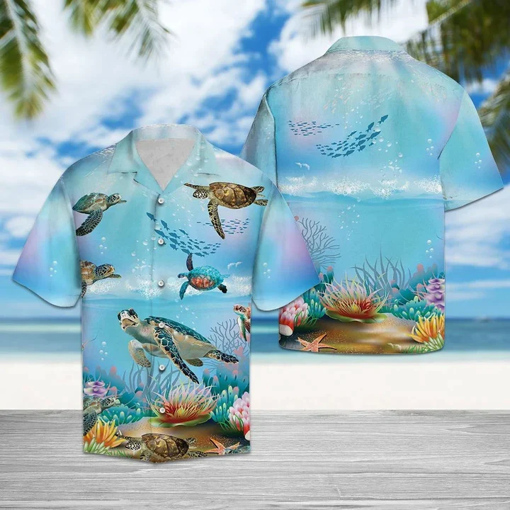 Realistic Turtle Coral Wonderful Ocean World Hawaiian Shirt HO2158 main image 1
