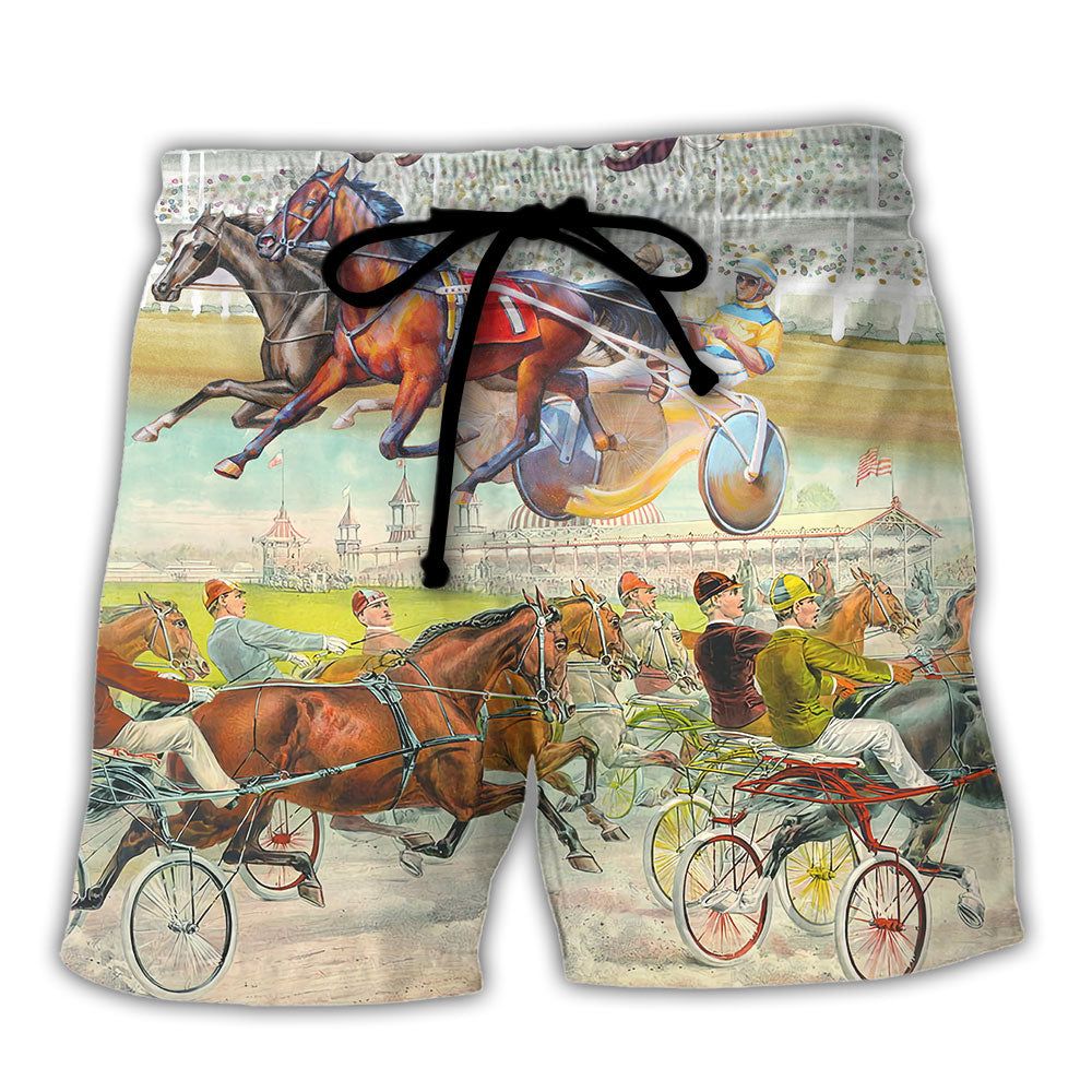 Harness Racing Horse Racing Road Horse Lover Trendy Aloha Hawaiian Beach Shorts Harness Racing Horse Racing Road Horse Lover Trendy Aloha Hawaiian Beach Shorts