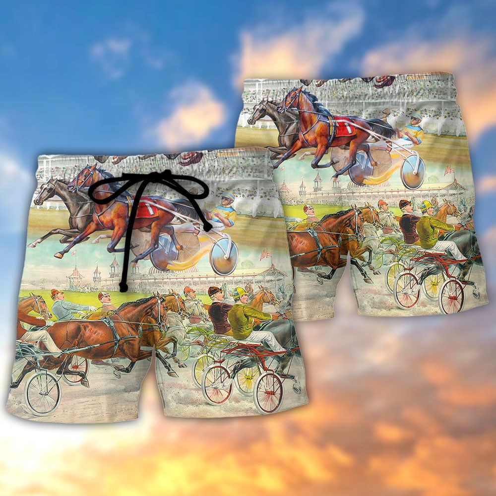 Harness Racing Horse Racing Road Horse Lover Trendy Aloha Hawaiian Beach Shorts