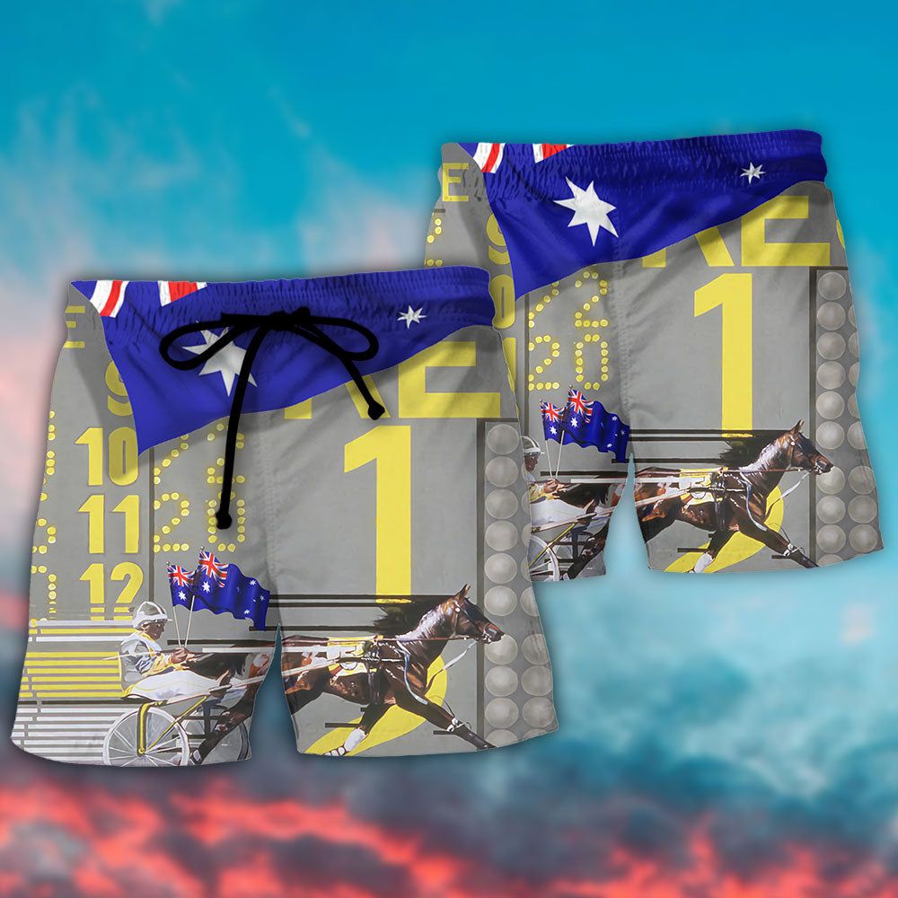 Harness Racing Road Horse Australia Vibe Trendy Aloha Hawaiian Beach Shorts