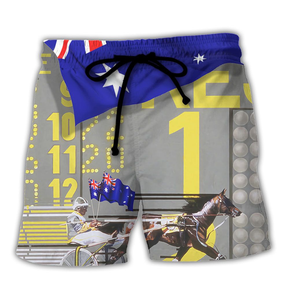 Harness Racing Road Horse Australia Vibe Trendy Aloha Hawaiian Beach Shorts