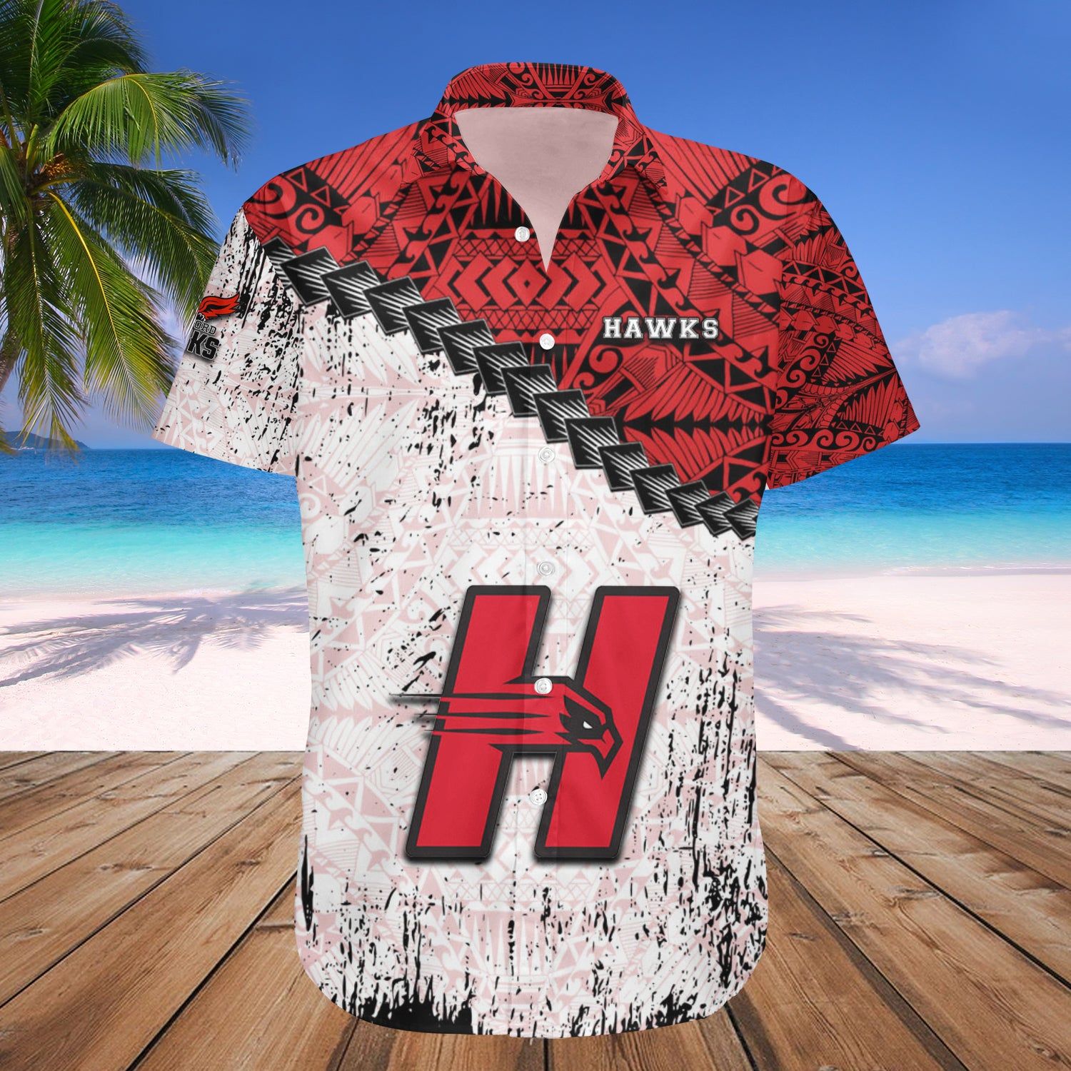 Hartford Hawks Hawaii Shirt Grunge Polynesian Tattoo – NCAA