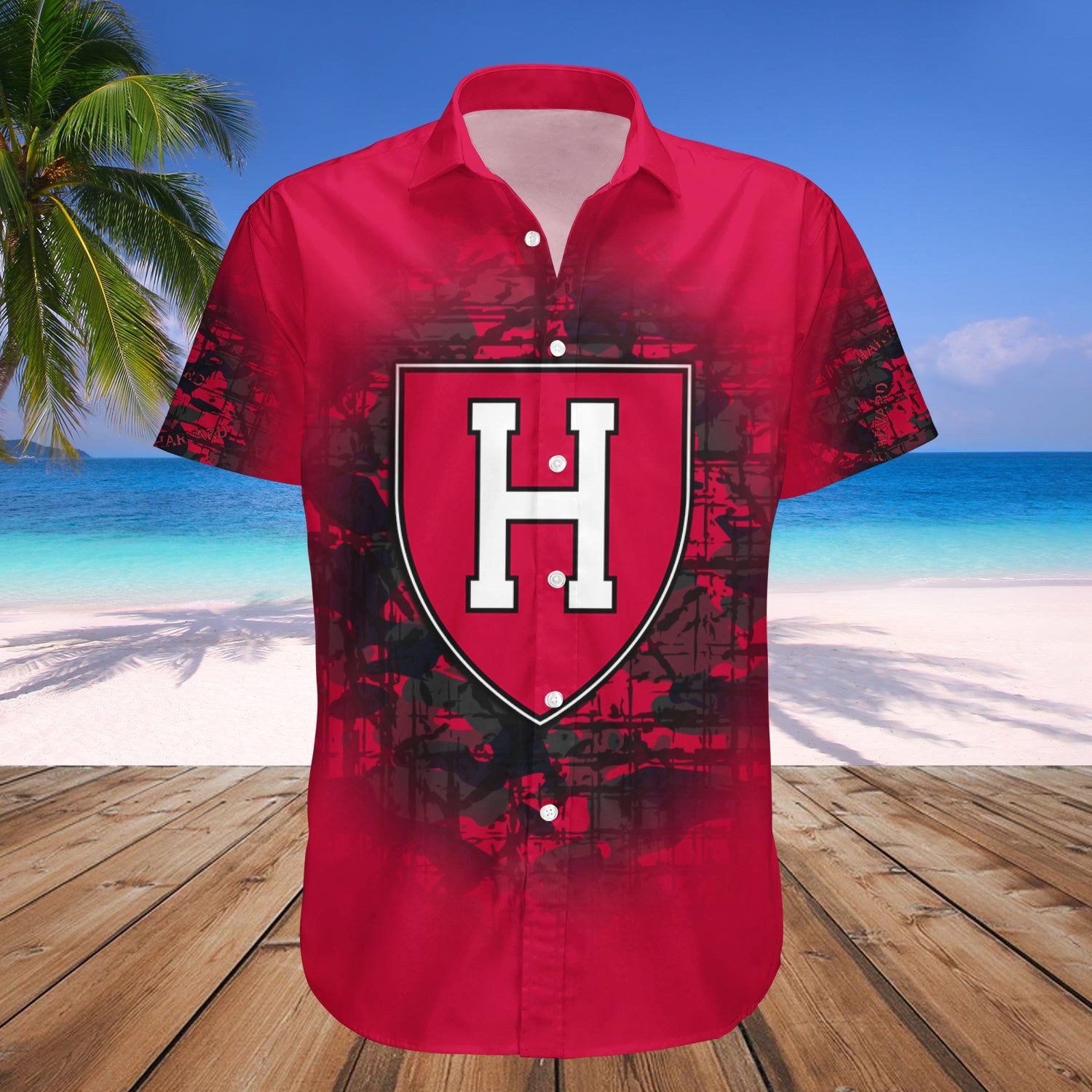 Harvard Crimson Hawaii Shirt Camouflage Vintage – NCAA
