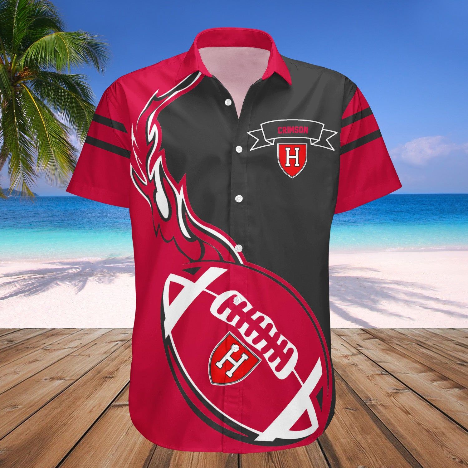 Harvard Crimson Hawaii Shirt Flame Ball – NCAA
