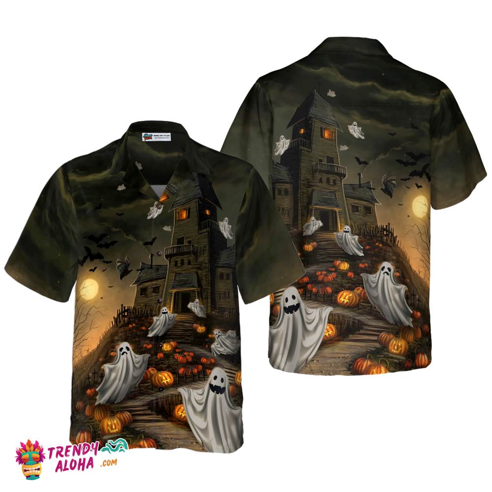 Haunted House For Ghost Halloween Hawaiian Shirt, Halloween Shirt For Men And Women