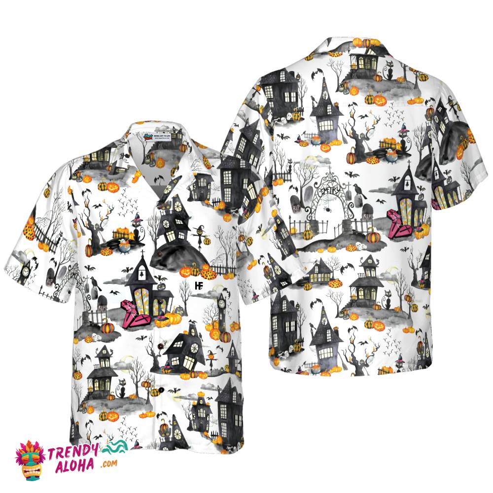 Haunted Houses Halloween Hawaiian Shirt, Halloween Shirt For Men And Women