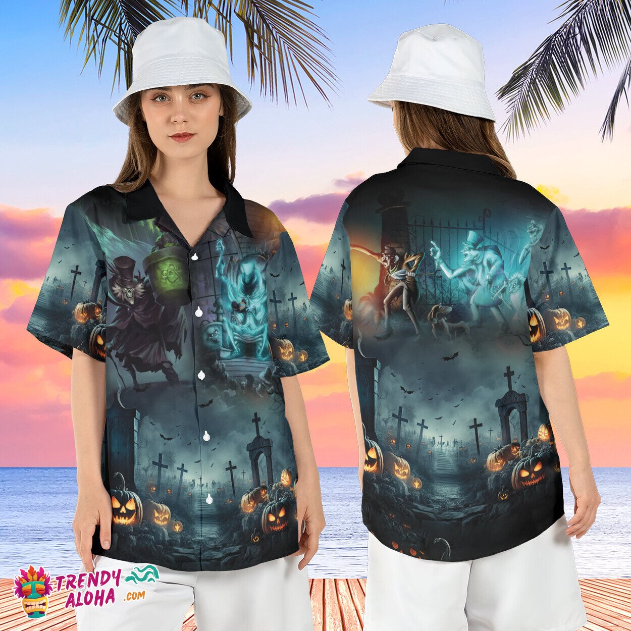 Haunted Mansion Foolish Mortals Horror Movie Aloha Shirt Top