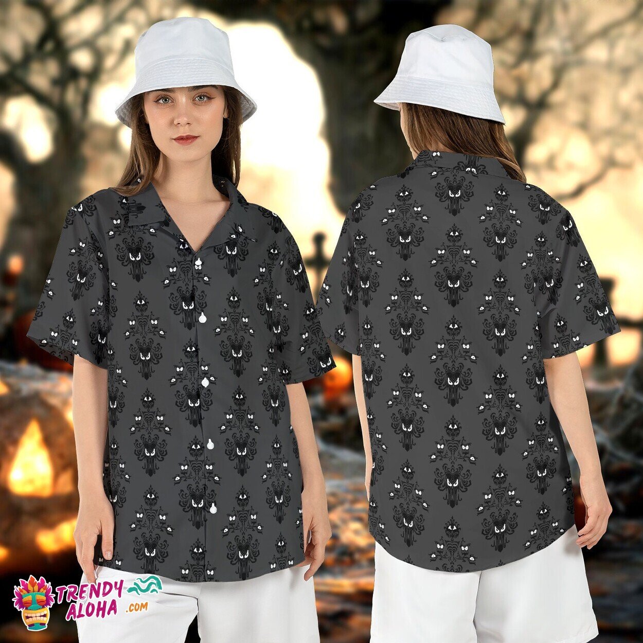 Haunted Mansion Ghosts Foolish Mortals Halloween Hawaiian Tee