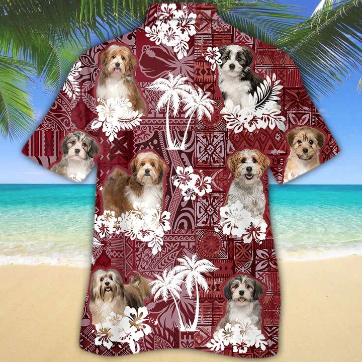 Havanese Red Hawaiian Shirt, Gift For Dog Lover Shirts, Men’s Hawaiian Shirt, Summer Hawaiian Aloha Shirt