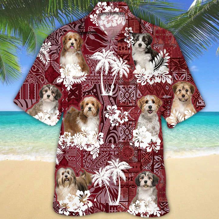 Havanese Red Hawaiian Shirt, Gift For Dog Lover Shirts, Men’s Hawaiian Shirt, Summer Hawaiian Aloha Shirt