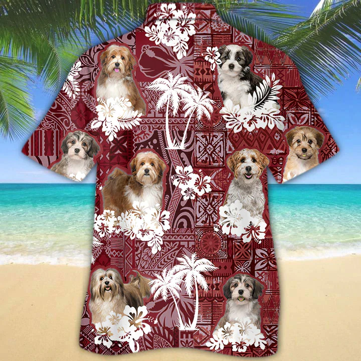 Havanese Red Trendy Hawaiian Shirt, Gift For Dog Lover Shirts, Men’s Trendy Hawaiian Shirt, Summer Hawaiian Aloha Shirt