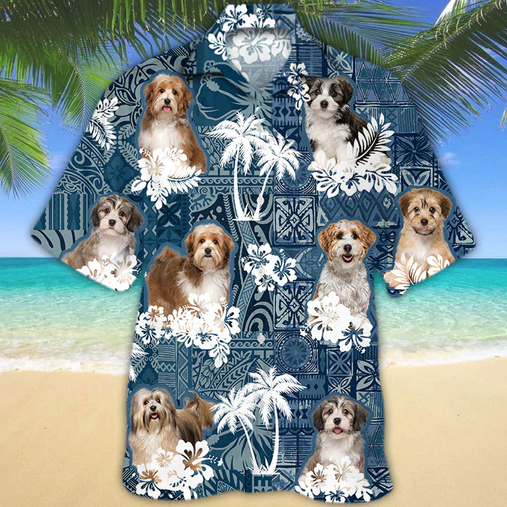 Havanese Trendy Hawaiian Shirt, Flower Havanese Short Sleeve Hawaiian Aloha Shirt For Men, Women