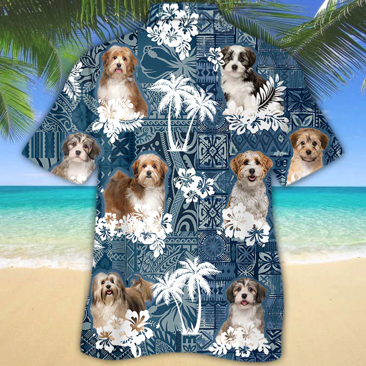 Havanese Trendy Hawaiian Shirt, Flower Havanese Short Sleeve Hawaiian Aloha Shirt For Men, Women
