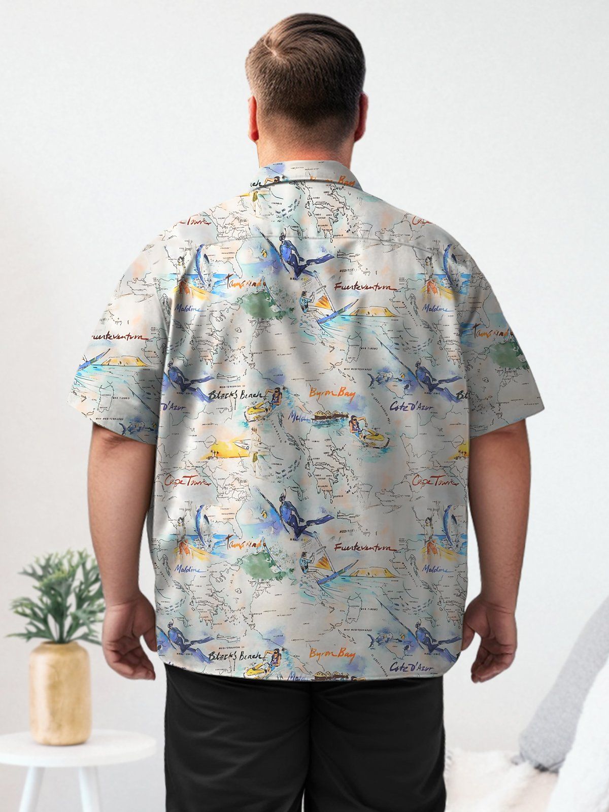 Hawaii Big & Tall Nautical Map Shirt Leisure Vacation Shirt