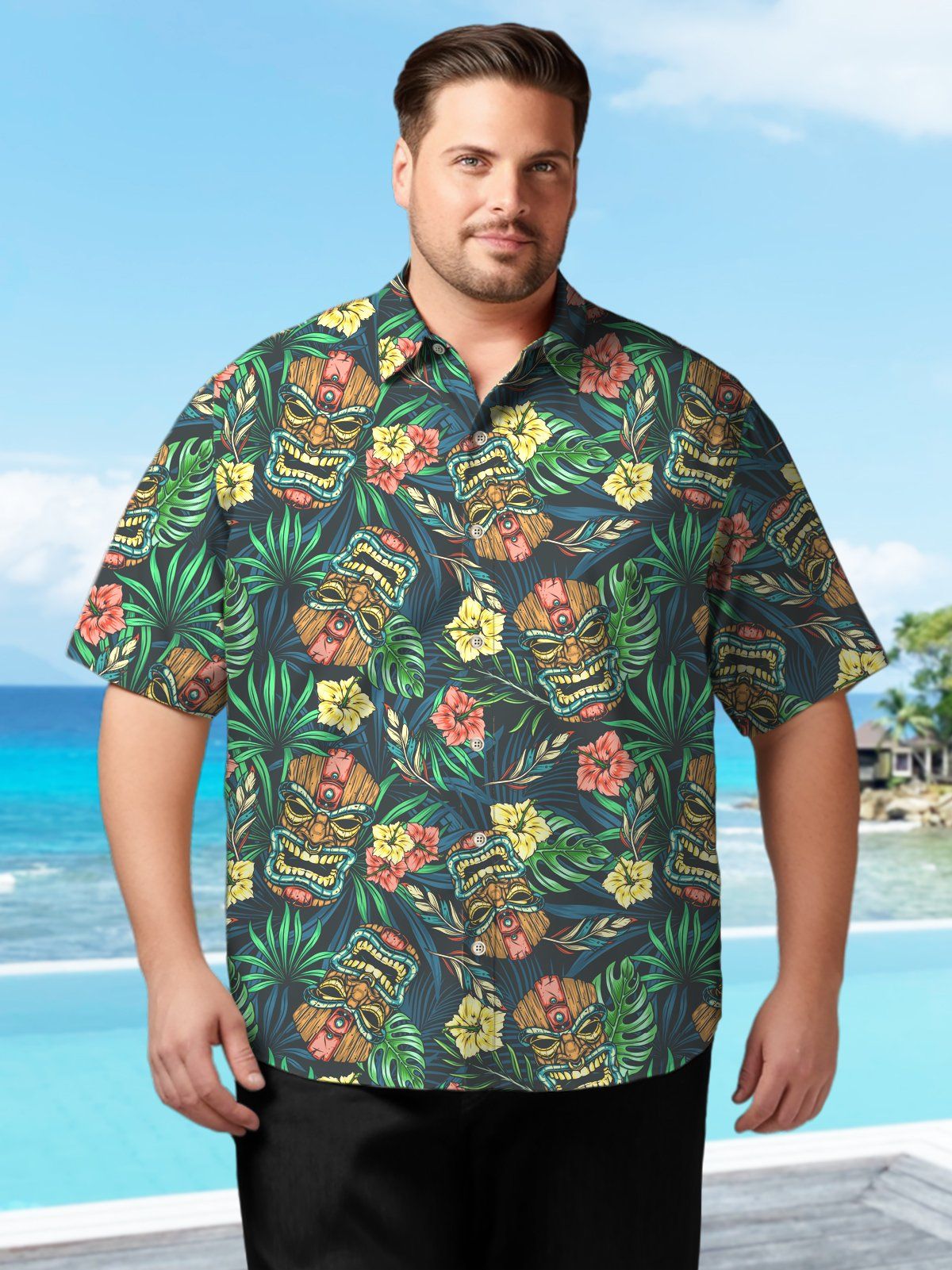 Hawaii Big & Tall Tiki Shirt Ethnic Customs Shirt Hawaii Big & Tall Tiki Shirt Ethnic Customs Shirt