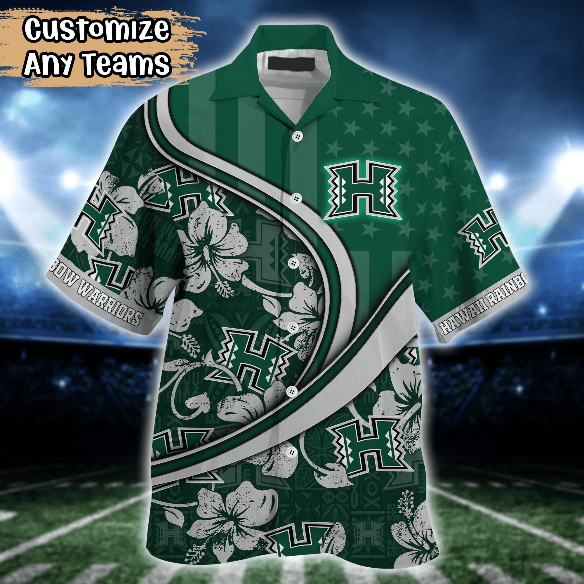 Hawaii Rainbow Warriors NCAA Us Flag Hawaiian Shirt Custom Summer Aloha Shirt