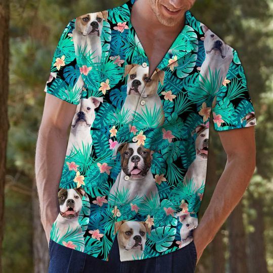 Hawaii Shirt – American Bulldog Dog Tropical Trendy Hawaiian Shirt – Button Down Short Sleeve Shirts For Men Women Hawaii Shirt – American Bulldog Dog Tropical Trendy Hawaiian Shirt – Button Down Short Sleeve Shirts For Men Women