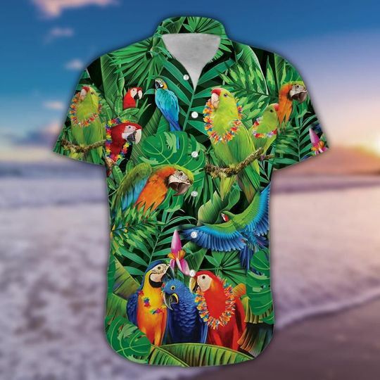 Hawaii Shirt ? Awesome Parrots Tropical Green Hawaiian Shirt