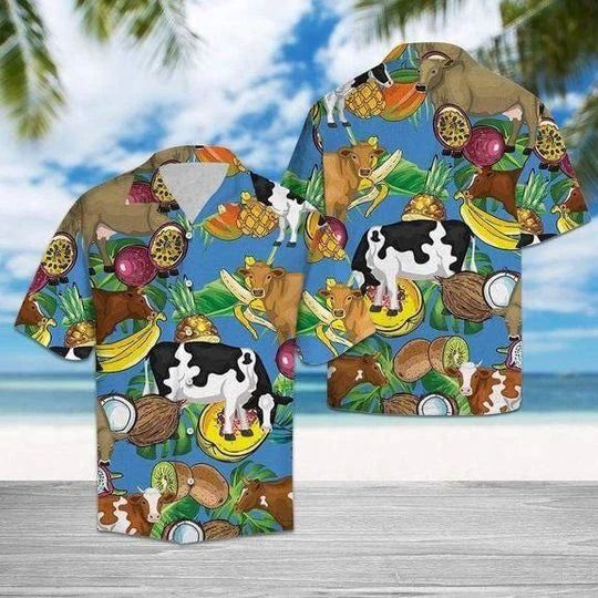 Hawaii Shirt ? Cow Tropical Fruits Hawaiian Aloha Shirts