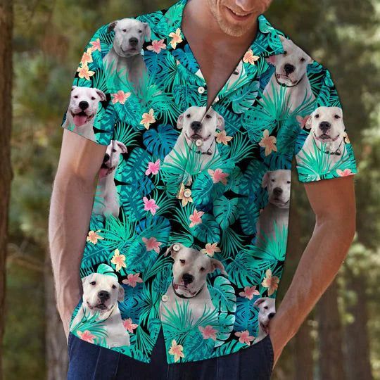 Hawaii Shirt ? Dog Argentino Tropical Hawaiian Shirt Men, Short Sleeve Hawaiian Aloha Shirt