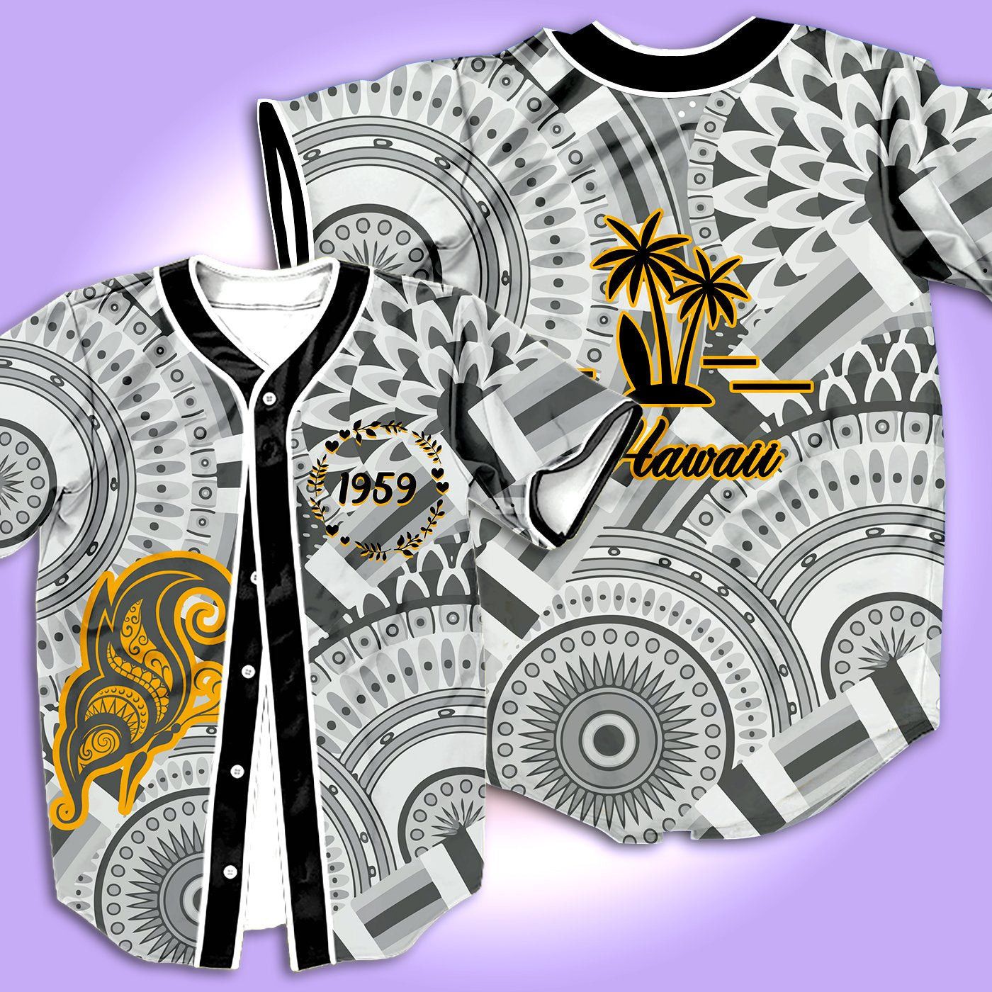 Hawaiian 1959 Baseball Tee Jersey Shirt Printed 3D