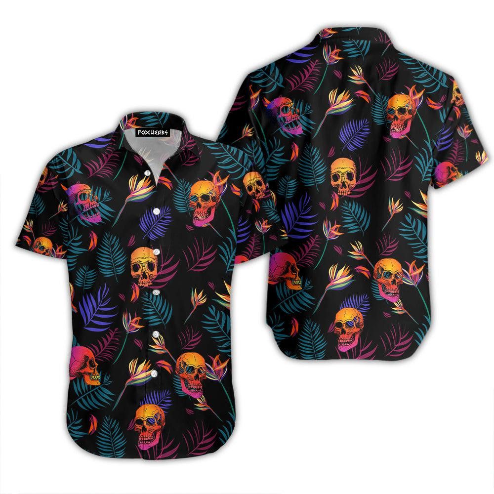 Hawaiian Aloha Shirt with Spooky Skull Festive Theme