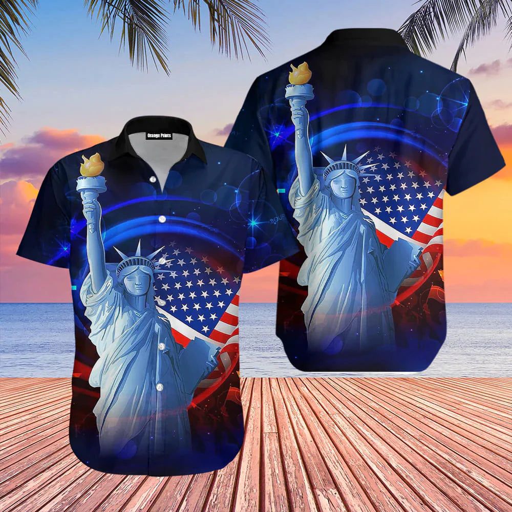 Hawaiian Aloha Shirts God Bless America 4Th Of July Eagle Hawaiian Shirt For Men