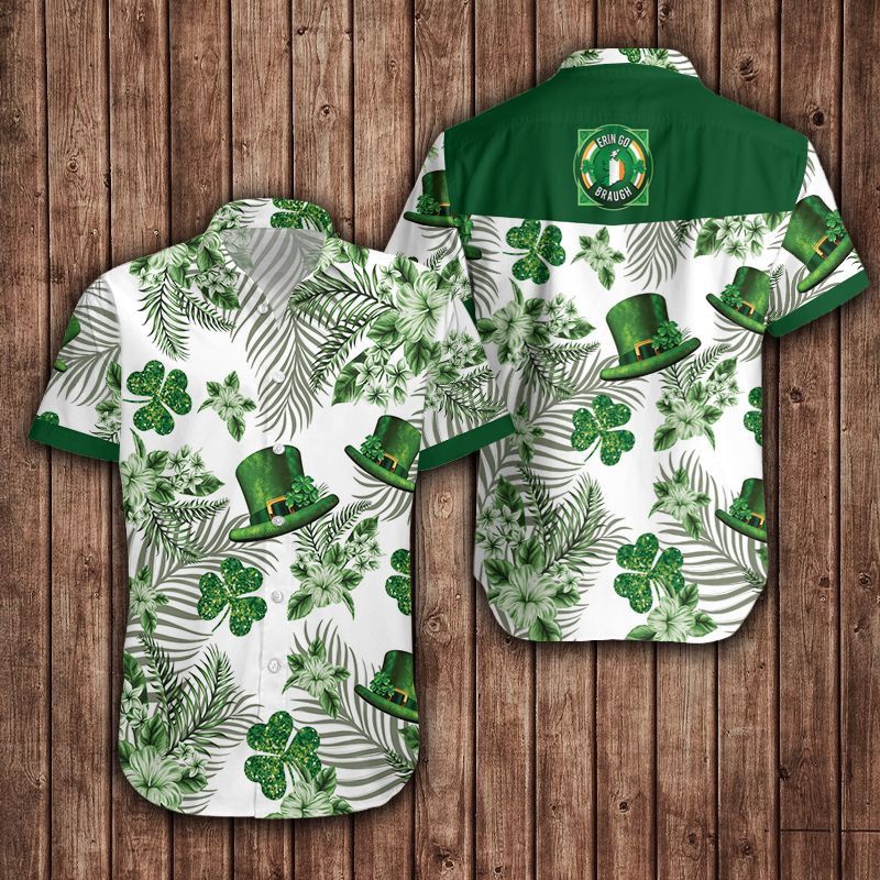 Hawaiian Aloha Shirts Irish St Patrick’s Day Green Hat And Shamrock, Patrick’s Day Trendy Hawaiian Shirt