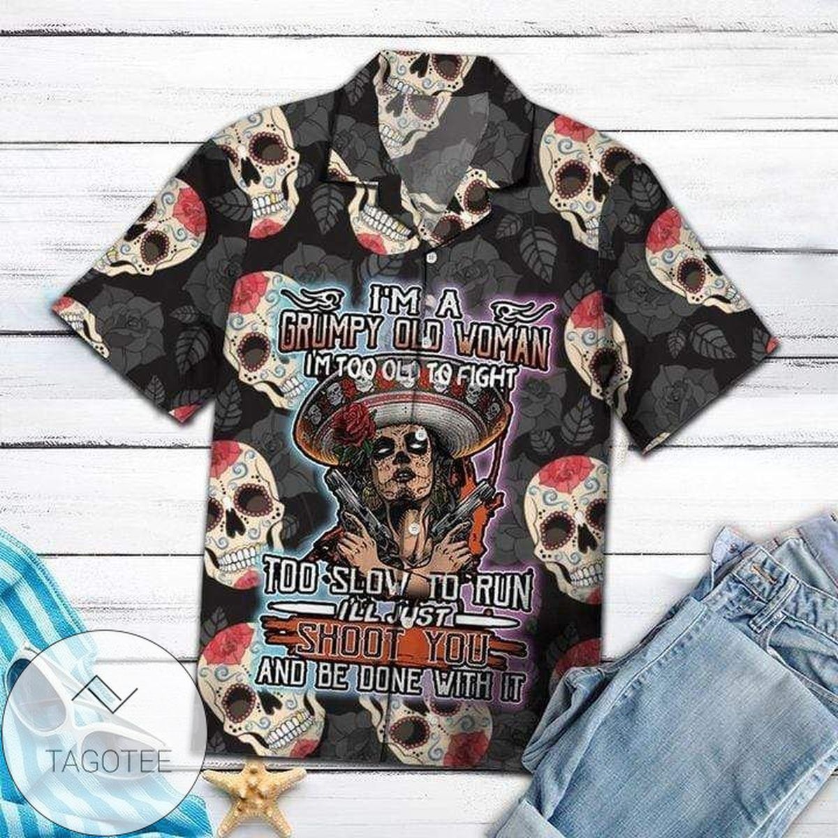 Hawaiian I Am An Grumpy Old Woman Skull Shirts Hawaiian Shirt