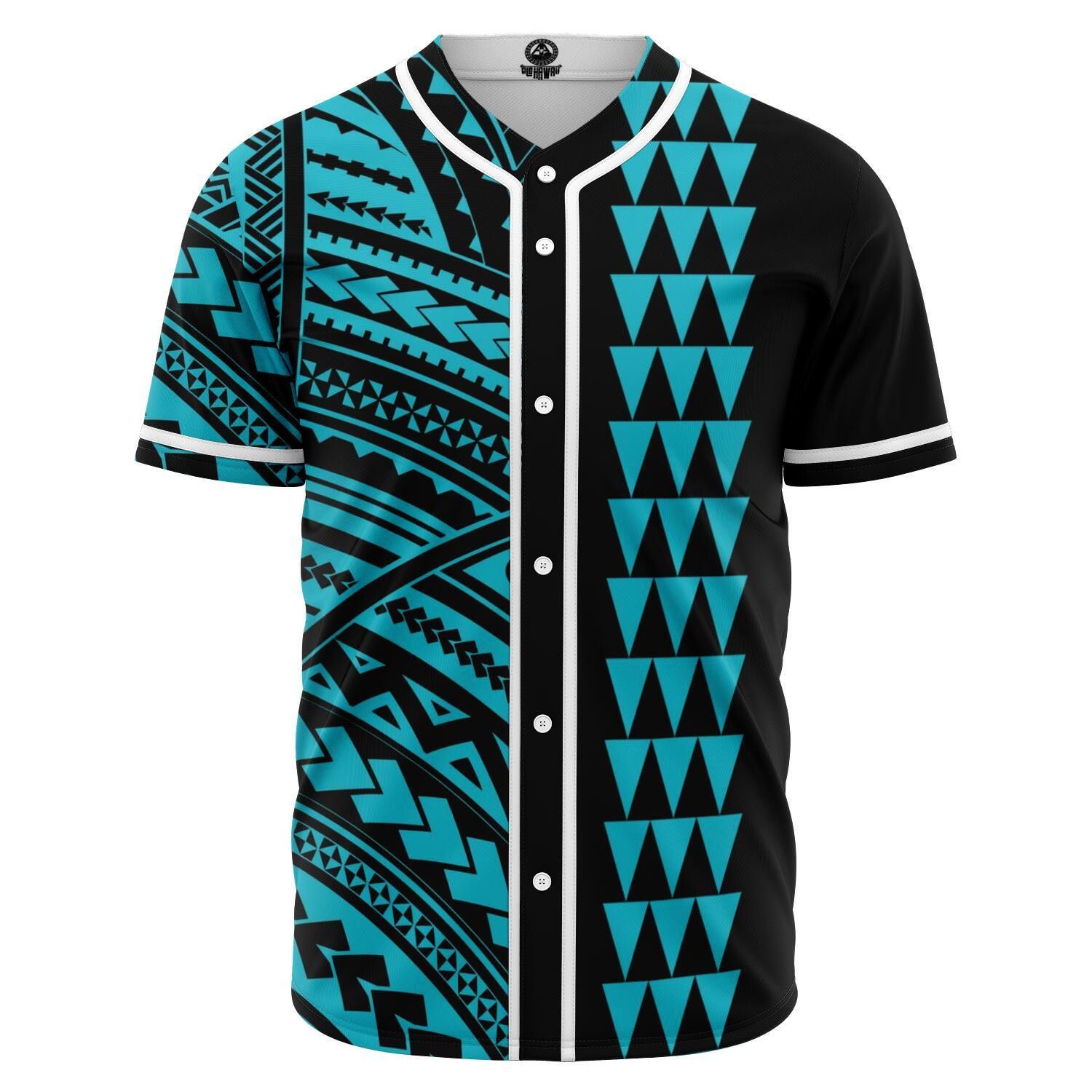 Hawaiian Kakau Blue Polynesian Baseball Tee Jersey Shirts 3D