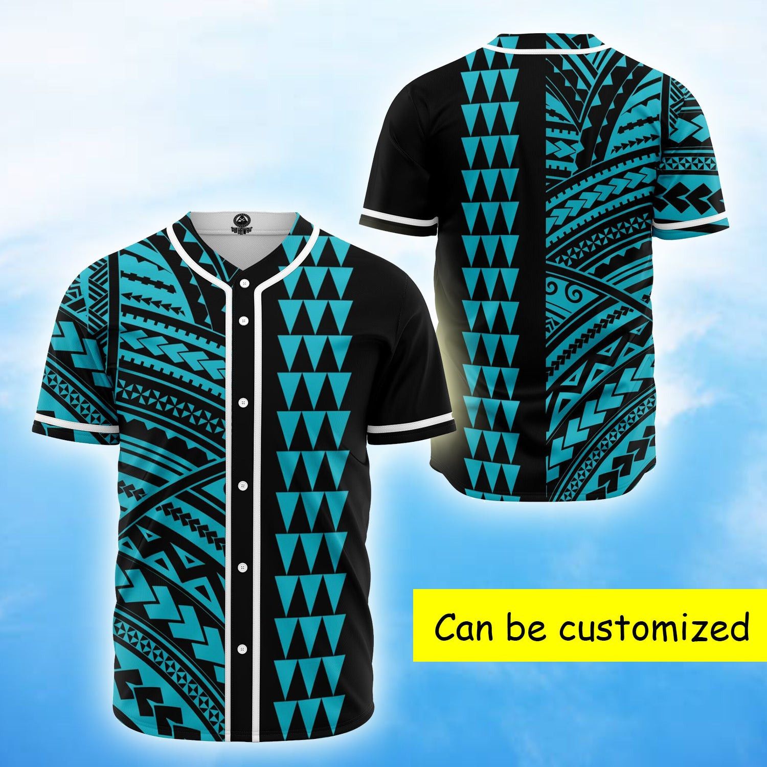 Hawaiian Kakau Blue Polynesian Baseball Tee Jersey Shirts 3D