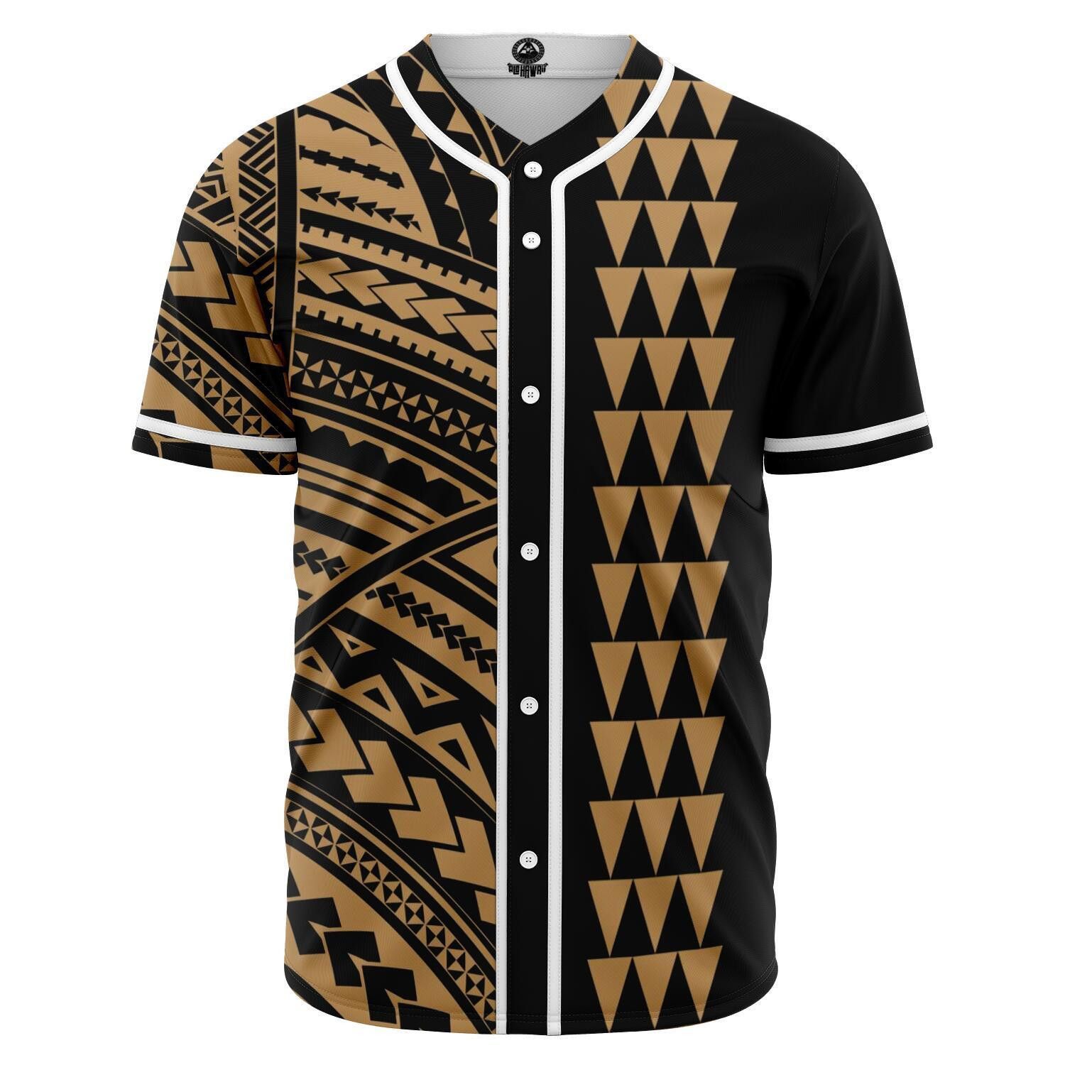 Hawaiian Kakau Gold Polynesian Baseball Tee Jersey Shirts 3D