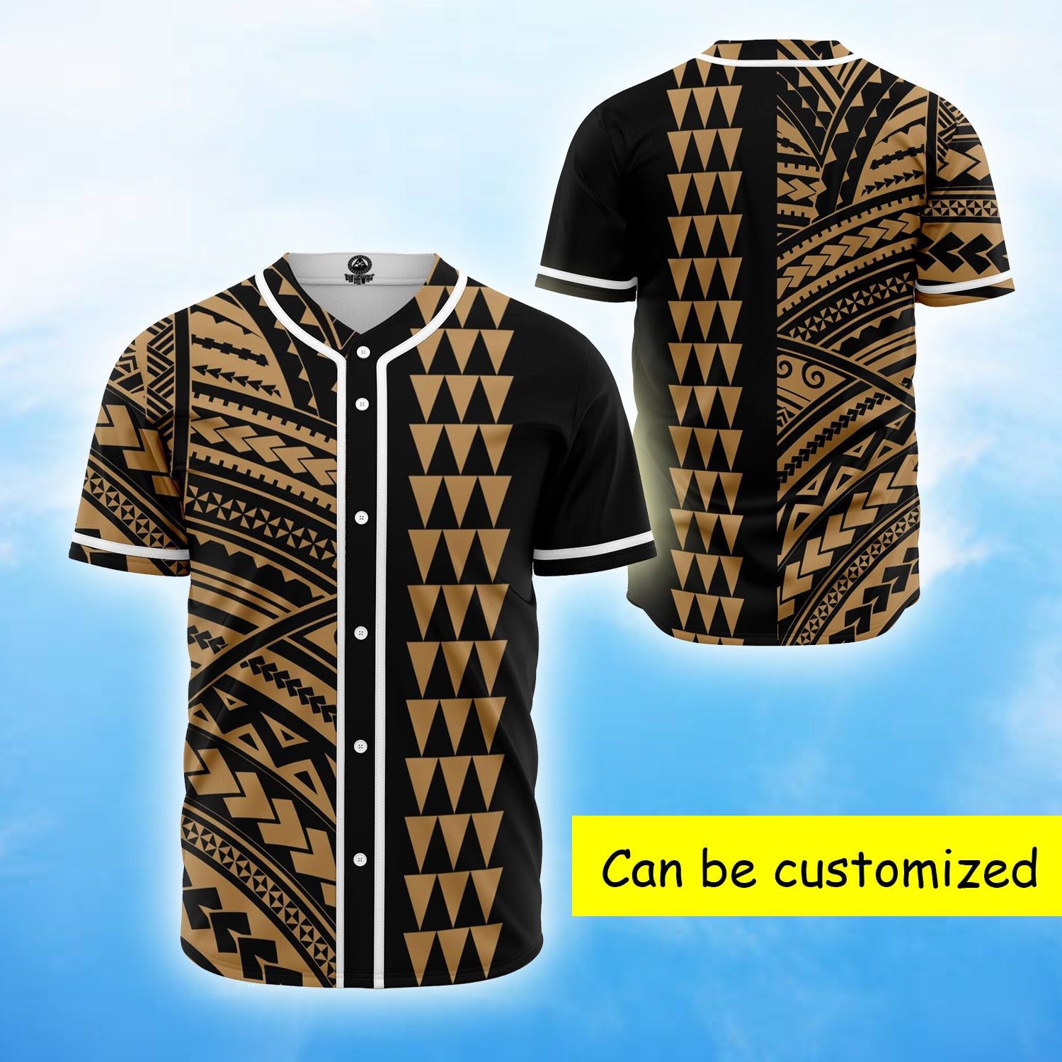 Hawaiian Kakau Gold Polynesian Baseball Tee Jersey Shirts 3D