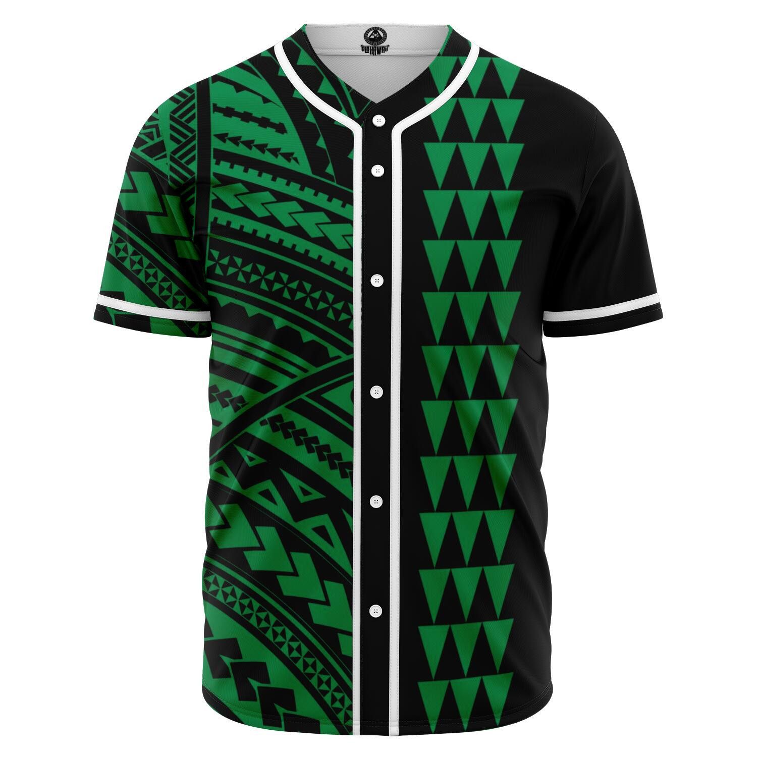 Hawaiian Kakau Green Polynesian Baseball Tee Jersey Shirts 3D