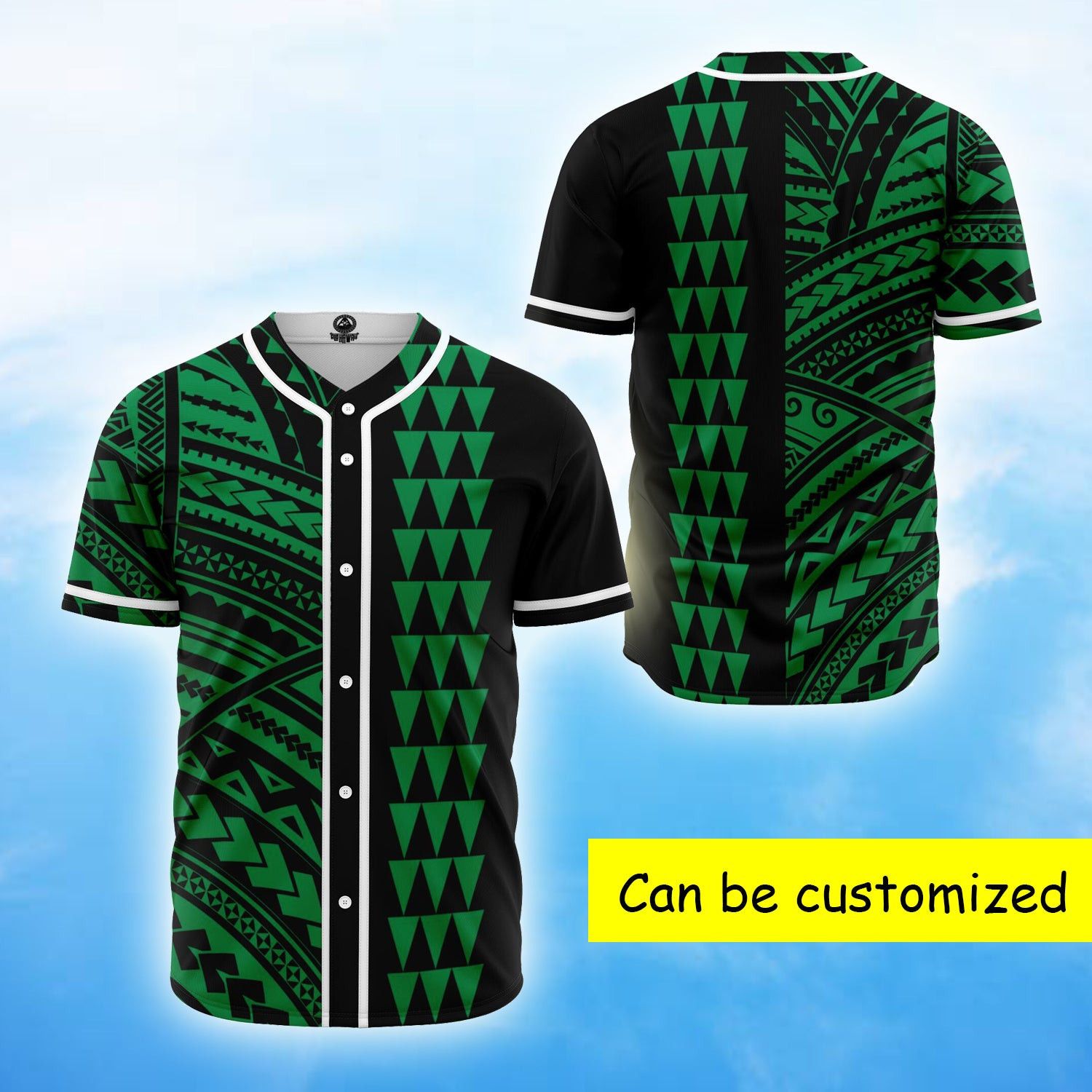 Hawaiian Kakau Green Polynesian Baseball Tee Jersey Shirts 3D