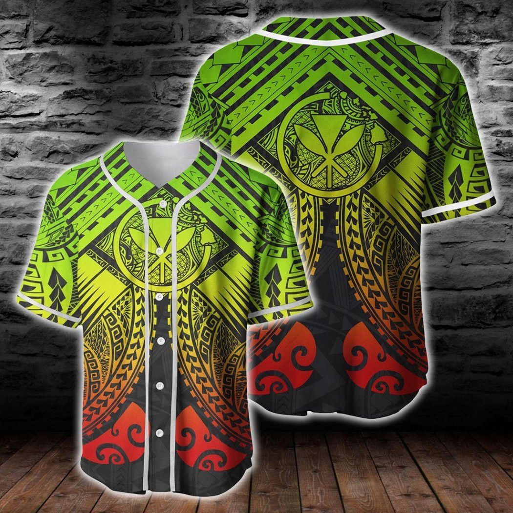 Hawaiian Polynesian Reggae Kanaka Maoli Map Baseball Tee Jersey Shirt Printed 3D