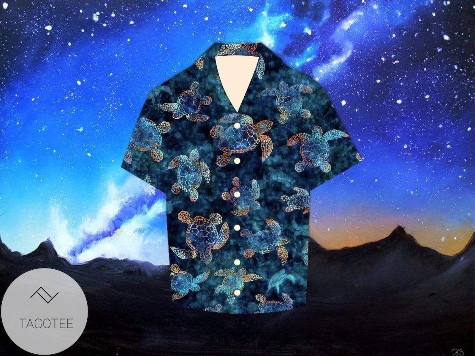 Hawaiian Shirt Accentuated With Blue Sea Turtle Patterns Vibes