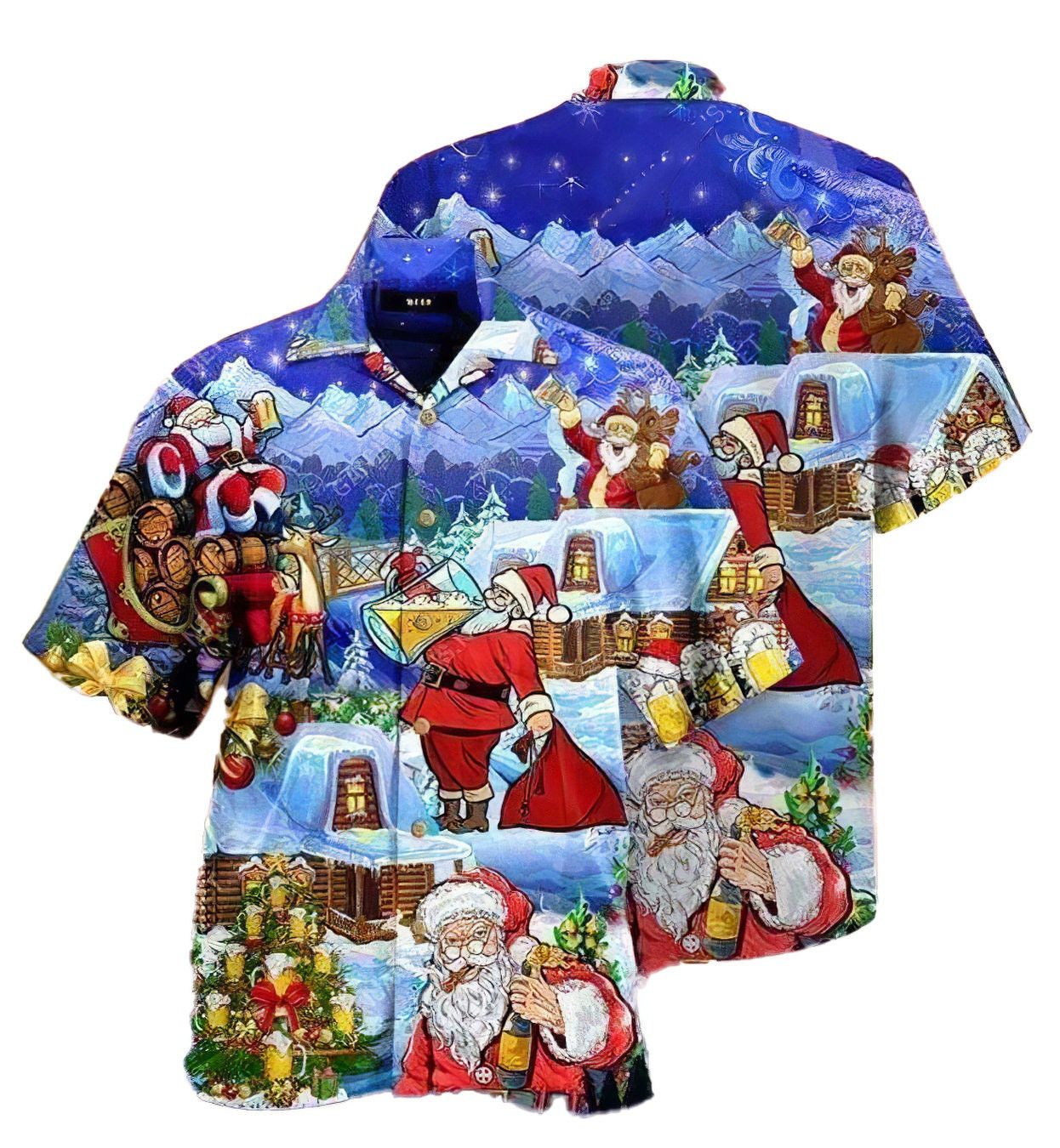 Hawaiian Shirt Celebrates Santa’s Beery Christmas