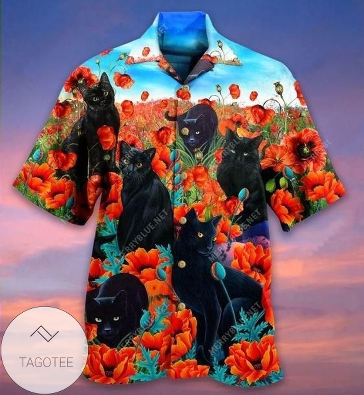 Hawaiian Shirt Design Black In The Poppy Flowers Tropical Elegance