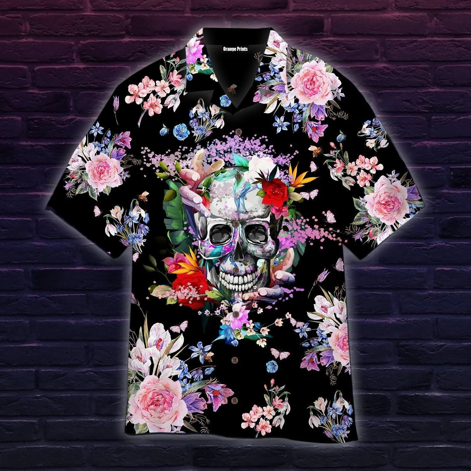Hawaiian Shirt Displaying Enigmatic Purple Skull
