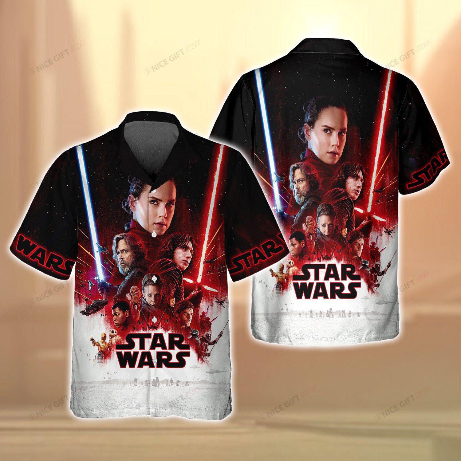 Hawaiian Shirt Embellished with Star Wars 3D Chronicles