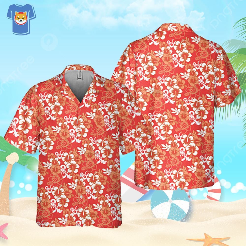 Hawaiian Shirt Featuring a Ferocious Red Dragon